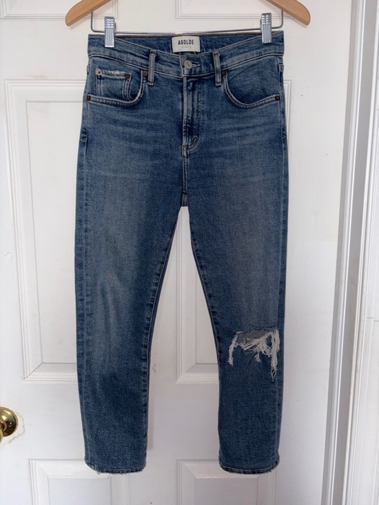 Agolde Denim - AGOLDE Toni Distressed Jeans Blue Size 24